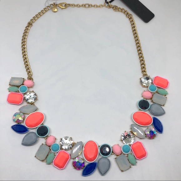 J.Crew Colorful Fiesta Statement Necklace in Blues NEW - Picture 3 of 12
